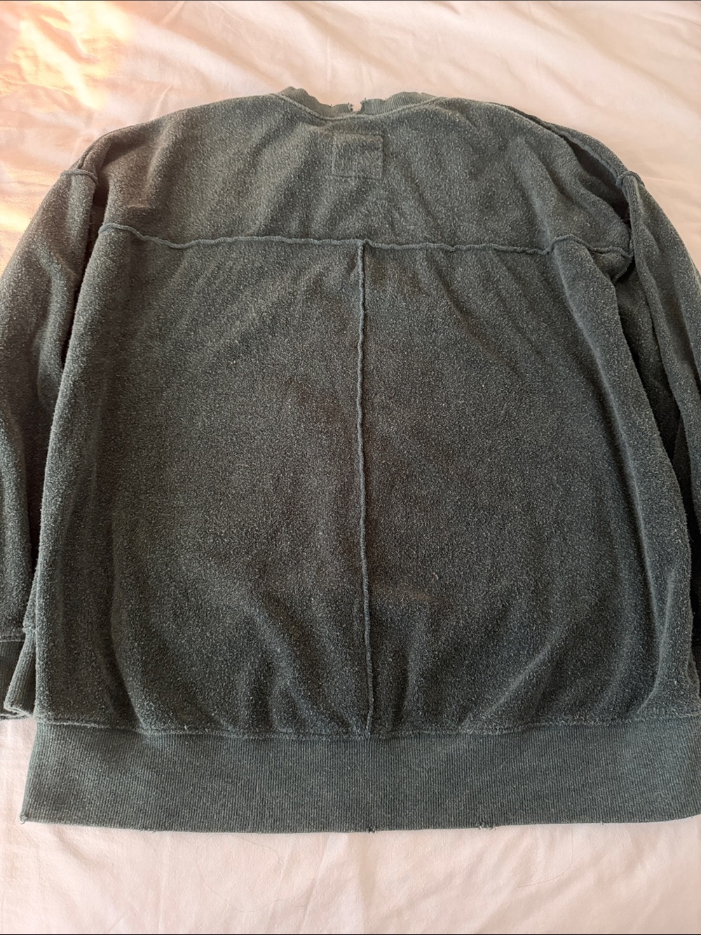 aerie Forest Green Plush Pullover with White Appliqué - Picture 3 of 3